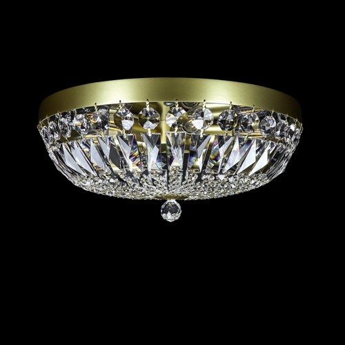 Casa Padrino Luxus Barock Kristall Deckenleuchte Silber  40 x H. 17 cm - Prunkvolle Messing Deckenleuchte mit b�hmischem Kristallglas - Barock M�bel - Edel & Prunkvoll