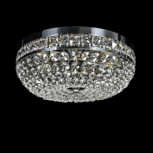 Casa Padrino Luxus Barock Kristall Deckenleuchte Silber  40 x H. 17 cm - Prunkvolle Messing Deckenleuchte mit b�hmischem Kristallglas - Barock M�bel - Edel & Prunkvoll