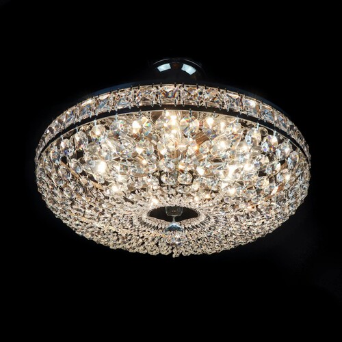 Casa Padrino Luxus Barock Kristall Deckenleuchte Silber  50 x H. 18 cm - Prunkvolle Messing Deckenleuchte mit b�hmischem Kristallglas - Barock M�bel - Edel & Prunkvoll