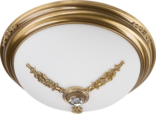 Casa Padrino Luxus Barock Kristall Deckenleuchte Messing mit Patina / Wei�  47 cm