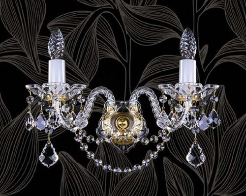 Casa Padrino Luxus Barock Kristall Doppel Wandleuchte Gold 36 cm