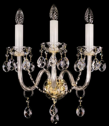 Casa Padrino Luxus Barock Kristall Wandleuchte Gold 36 x 23 x H. 46 cm - Prunkvolle Wandlampe mit B�hmischem Kristallglas - Edel & Prunkvoll