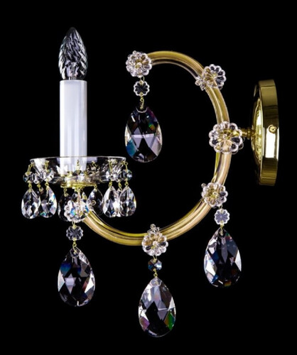 Casa Padrino Luxus Barock Kristall Wandleuchte Gold 12 x 29 x H. 39 cm - Prunkvolle Wandlampe mit B�hmischem Kristallglas - Luxus Wandleuchten im Barockstil - Edel & Prunkvoll