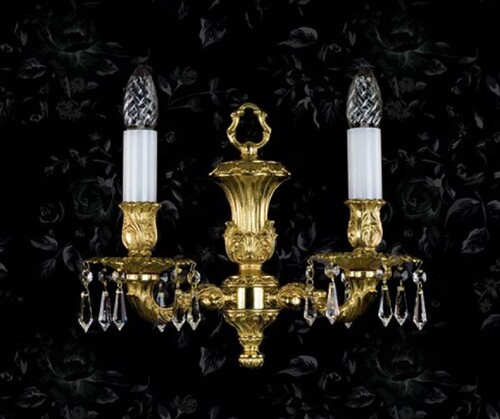 Casa Padrino Luxus Barock Kristall Doppel Wandleuchte Gold 33 cm