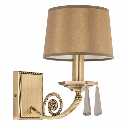 Casa Padrino Luxus Barock Kristall Wandleuchte Messing mit Patina / Braun H. 28 cm