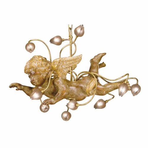 Casa Padrino Luxus Jugendstil LED H�ngeleuchte Antik Gold / Bernstein 60 cm - Made in Italy