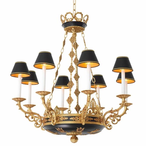 Casa Padrino Luxus Barock Kronleuchter Antik Gold / Schwarz  97 x H. 99 cm - Luxus Qualit�t