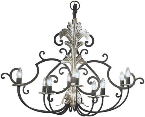 Casa Padrino Luxus Barock Kronleuchter Anthrazit / Silber 105 x 40 x H. 90 cm - Ovaler Hotel & Restaurant Kronleuchter - Edel & Prunkvoll