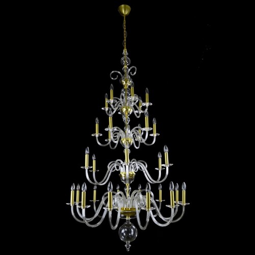 Casa Padrino Luxus Barock Kristall Kronleuchter Gold  100 x H. 200 cm - Prunkvolle Messing Kronleuchter mit b�hmischem Kristallglas - Barock M�bel - Edel & Prunkvoll