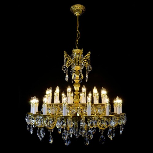 Casa Padrino Luxus Barock Kristall Kronleuchter Gold  110 x H. 100 cm - Prunkvolle Messing Kronleuchter mit b�hmischem Kristallglas - Barock M�bel - Edel & Prunkvoll