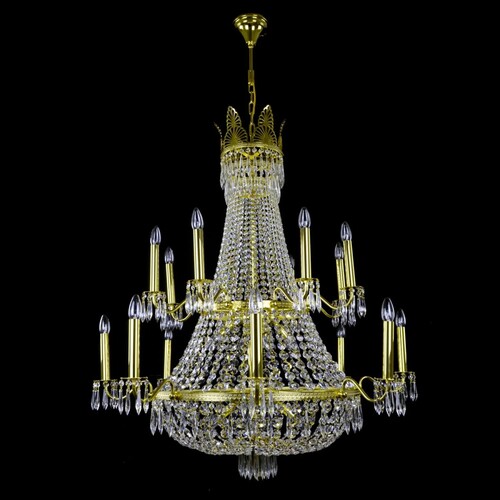 Casa Padrino Luxus Barock Kristall Kronleuchter Gold  110 x H. 131 cm - Prunkvolle Messing Kronleuchter mit b�hmischem Kristallglas - Barock M�bel - Edel & Prunkvoll