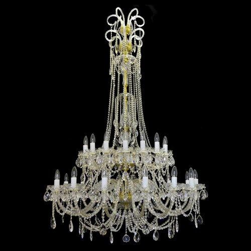 Casa Padrino Luxus Barock Kristall Kronleuchter Gold  114 x H. 170 cm - Prunkvolle Messing Kronleuchter mit b�hmischem Kristallglas - Barock M�bel - Edel & Prunkvoll