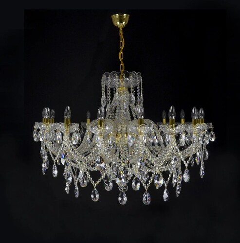 Casa Padrino Luxus Barock Kristall Kronleuchter Gold  114 x H. 75 cm - Prunkvolle Messing Kronleuchter mit b�hmischem Kristallglas - Barock M�bel - Edel & Prunkvoll