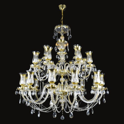 Casa Padrino Luxus Barock Kristall Kronleuchter Gold  118 x H. 132 cm - Prunkvolle Messing Kronleuchter mit b�hmischem Kristallglas - Barock M�bel - Edel & Prunkvoll