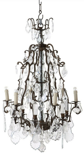 Casa Padrino Luxus Barock Kristall Kronleuchter Antik Messingfarben  60 x H. 90 cm - Prunkvoller Messing L�ster - Barock Wohnzimmer Kronleuchter - Barock Hotel Kronleuchter