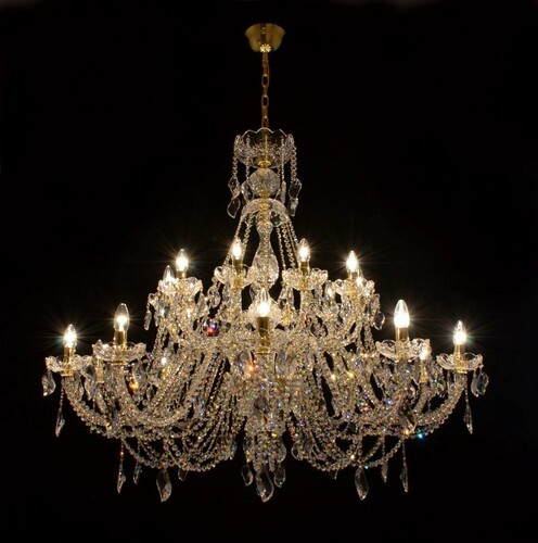 Casa Padrino Luxus Barock Kristall Kronleuchter Gold  130 x H. 110 cm - Prunkvolle Messing Kronleuchter mit b�hmischem Kristallglas - Barock M�bel - Edel & Prunkvoll