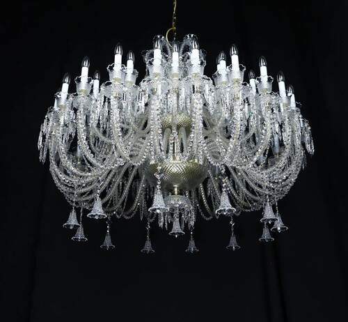Casa Padrino Luxus Barock Kristall Kronleuchter Gold  140 x H. 110 cm - Prunkvolle Messing Kronleuchter mit b�hmischem Kristallglas - Barock M�bel - Edel & Prunkvoll