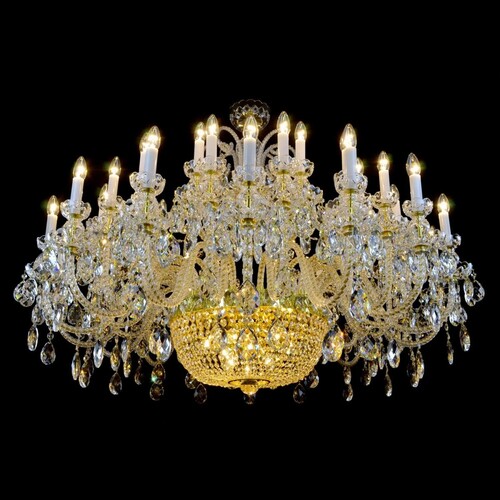 Casa Padrino Luxus Barock Kristall Kronleuchter Gold  140 x H. 120 cm - Prunkvolle Messing Kronleuchter mit b�hmischem Kristallglas - Barock M�bel - Edel & Prunkvoll