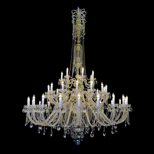 Casa Padrino Luxus Barock Kristall Kronleuchter Gold  154 x H. 250 cm - Prunkvolle Messing Kronleuchter mit b�hmischem Kristallglas - Barock M�bel - Edel & Prunkvoll