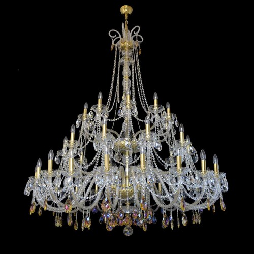 Casa Padrino Luxus Barock Kristall Kronleuchter Gold  160 x H. 200 cm - Prunkvolle Messing Kronleuchter mit b�hmischem Kristallglas - Barock M�bel - Edel & Prunkvoll