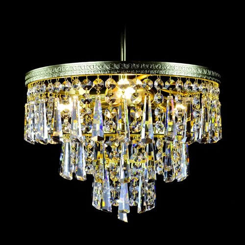 Casa Padrino Luxus Barock Kristall Kronleuchter Gold  30 x H. 25 cm - Prunkvolle Messing Kronleuchter mit b�hmischem Kristallglas - Barock M�bel - Edel & Prunkvoll