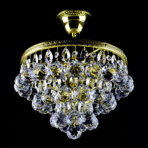 Casa Padrino Luxus Barock Kristall Kronleuchter Gold  30 x H. 35 cm - Prunkvolle Messing Kronleuchter mit b�hmischem Kristallglas - Barock M�bel - Edel & Prunkvoll