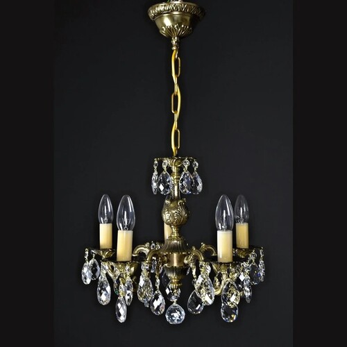 Casa Padrino Luxus Barock Kristall Kronleuchter Gold  42 x H. 36 cm - Prunkvolle Messing Kronleuchter mit b�hmischem Kristallglas - Barock M�bel - Edel & Prunkvoll