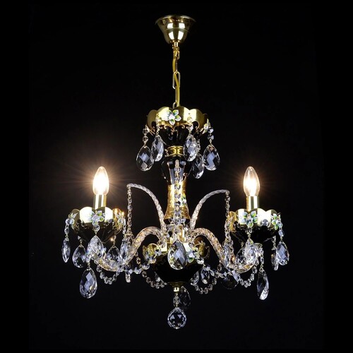 Casa Padrino Luxus Barock Kristall Kronleuchter Gold  42 x H. 50 cm - Prunkvolle Messing Kronleuchter mit b�hmischem Kristallglas - Barock M�bel - Edel & Prunkvoll