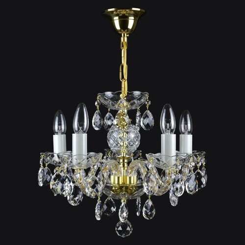 Casa Padrino Luxus Barock Kristall Kronleuchter Gold  44 x H. 35 cm - Prunkvolle Messing Kronleuchter mit b�hmischem Kristallglas - Barock M�bel - Edel & Prunkvoll