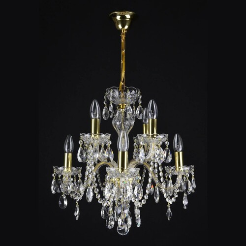 Casa Padrino Luxus Barock Kristall Kronleuchter Gold  48 x H. 50 cm - Prunkvolle Messing Kronleuchter mit b�hmischem Kristallglas - Barock M�bel - Edel & Prunkvoll