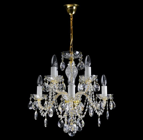 Casa Padrino Luxus Barock Kristall Kronleuchter Gold  48 x H. 50 cm - Prunkvolle Messing Kronleuchter mit b�hmischem Kristallglas - Barock M�bel - Edel & Prunkvoll
