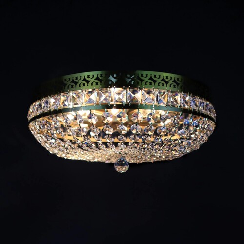 Casa Padrino Luxus Barock Kristall Kronleuchter Gold  50 x H. 37 cm - Prunkvolle Messing Kronleuchter mit b�hmischem Kristallglas - Barock M�bel - Edel & Prunkvoll