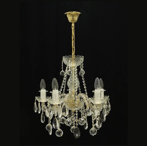 Casa Padrino Luxus Barock Kristall Kronleuchter Gold  50 x H. 50 cm - Prunkvolle Messing Kronleuchter mit b�hmischem Kristallglas - Barock M�bel - Edel & Prunkvoll