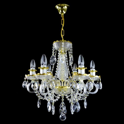 Casa Padrino Luxus Barock Kristall Kronleuchter Gold  50 x H. 54 cm - Prunkvolle Messing Kronleuchter mit b�hmischem Kristallglas - Barock M�bel - Edel & Prunkvoll