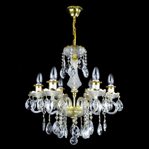 Casa Padrino Luxus Barock Kristall Kronleuchter Gold  50 x H. 54 cm - Prunkvolle Messing Kronleuchter mit b�hmischem Kristallglas - Barock M�bel - Edel & Prunkvoll