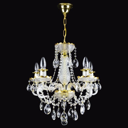 Casa Padrino Luxus Barock Kristall Kronleuchter Gold  50 x H. 54 cm - Prunkvolle Messing Kronleuchter mit b�hmischem Kristallglas - Barock M�bel - Edel & Prunkvoll