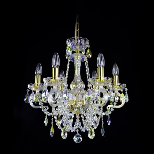 Casa Padrino Luxus Barock Kristall Kronleuchter Gold  50 x H. 55 cm - Prunkvolle Messing Kronleuchter mit b�hmischem Kristallglas - Barock M�bel - Edel & Prunkvoll