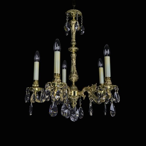 Casa Padrino Luxus Barock Kristall Kronleuchter Gold  50 x H. 68 cm - Prunkvolle Messing Kronleuchter mit b�hmischem Kristallglas - Barock M�bel - Edel & Prunkvoll