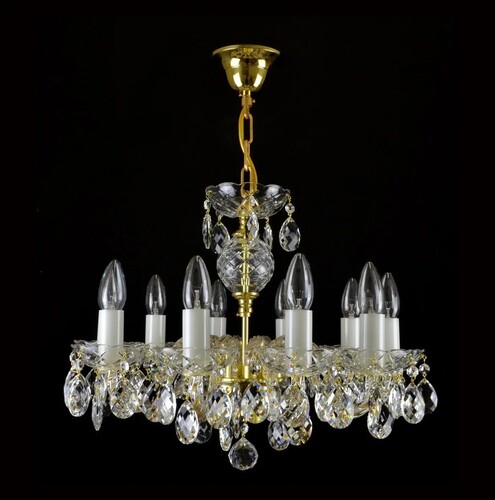 Casa Padrino Luxus Barock Kristall Kronleuchter Gold  52 x H. 35 cm - Prunkvolle Messing Kronleuchter mit b�hmischem Kristallglas - Barock M�bel - Edel & Prunkvoll