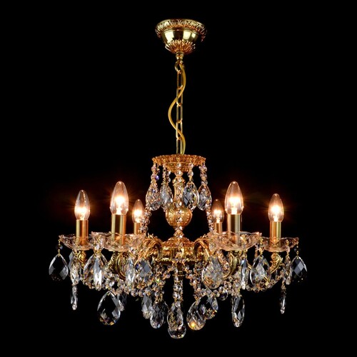 Casa Padrino Luxus Barock Kristall Kronleuchter Gold  54 x H. 39 cm - Prunkvolle Messing Kronleuchter mit b�hmischem Kristallglas - Barock M�bel - Edel & Prunkvoll