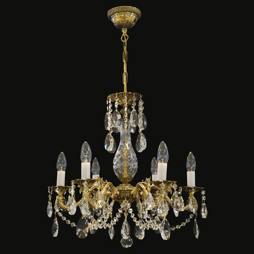 Casa Padrino Luxus Barock Kristall Kronleuchter Gold  55 x H. 52 cm - Prunkvolle Messing Kronleuchter mit b�hmischem Kristallglas - Barock M�bel - Edel & Prunkvoll