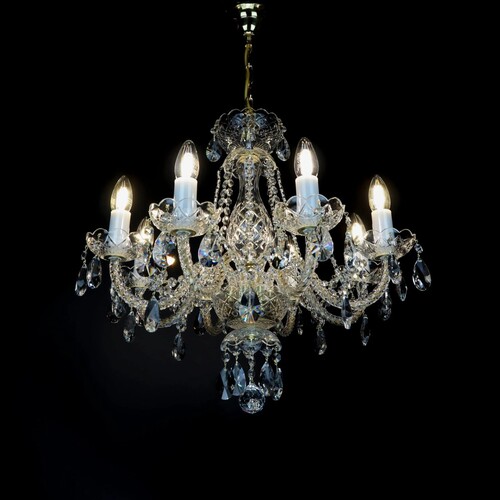 Casa Padrino Luxus Barock Kristall Kronleuchter Gold  55 x H. 57 cm - Prunkvolle Messing Kronleuchter mit b�hmischem Kristallglas - Barock M�bel - Edel & Prunkvoll