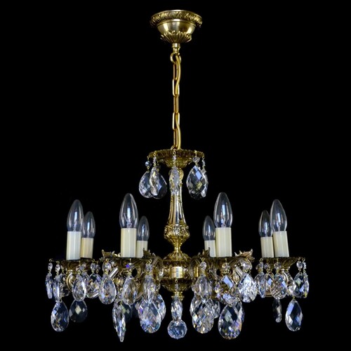 Casa Padrino Luxus Barock Kristall Kronleuchter Gold  56 x H. 42 cm - Prunkvolle Messing Kronleuchter mit b�hmischem Kristallglas - Barock M�bel - Edel & Prunkvoll