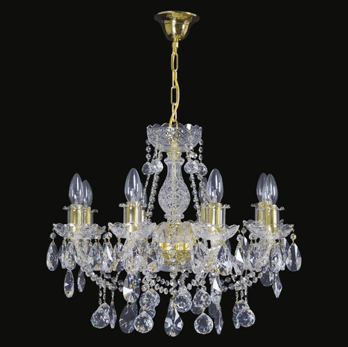 Casa Padrino Luxus Barock Kristall Kronleuchter Gold  56 x H. 50 cm - Prunkvolle Messing Kronleuchter mit b�hmischem Kristallglas - Barock M�bel - Edel & Prunkvoll