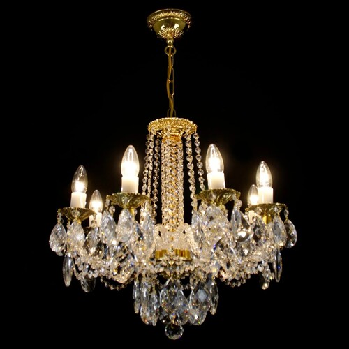 Casa Padrino Luxus Barock Kristall Kronleuchter Gold  56 x H. 52 cm - Prunkvolle Messing Kronleuchter mit b�hmischem Kristallglas - Barock M�bel - Edel & Prunkvoll