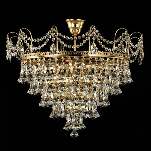 Casa Padrino Luxus Barock Kristall Kronleuchter Gold  60 x H. 40 cm - Prunkvolle Messing Kronleuchter mit b�hmischem Kristallglas - Barock M�bel - Edel & Prunkvoll