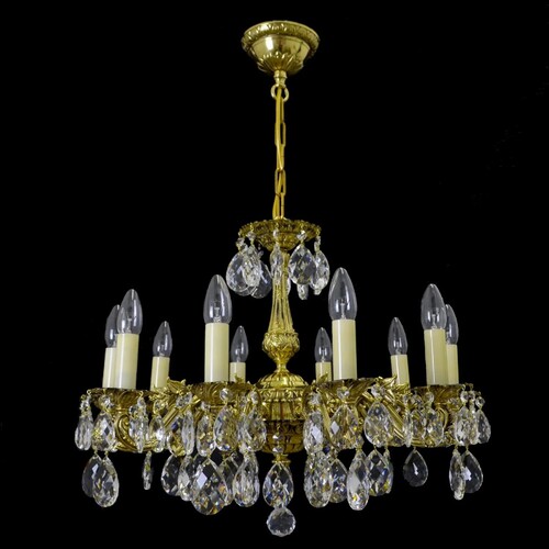 Casa Padrino Luxus Barock Kristall Kronleuchter Gold  60 x H. 46 cm - Prunkvolle Messing Kronleuchter mit b�hmischem Kristallglas - Barock M�bel - Edel & Prunkvoll