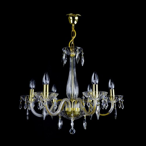 Casa Padrino Luxus Barock Kristall Kronleuchter Gold  60 x H. 47 cm - Prunkvolle Messing Kronleuchter mit b�hmischem Kristallglas - Barock M�bel - Edel & Prunkvoll
