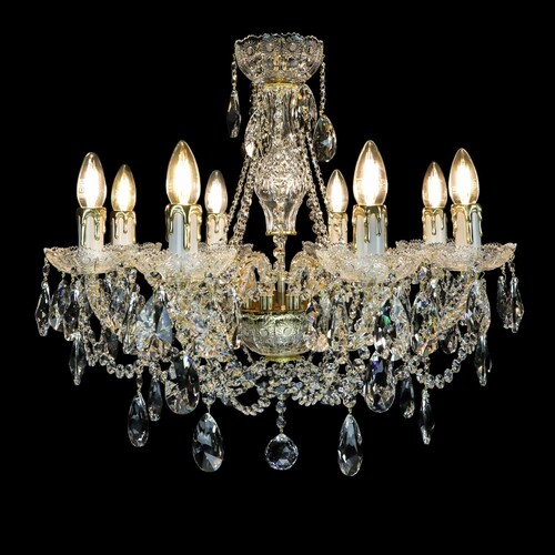 Casa Padrino Luxus Barock Kristall Kronleuchter Gold  60 x H. 51 cm - Prunkvolle Messing Kronleuchter mit b�hmischem Kristallglas - Barock M�bel - Edel & Prunkvoll