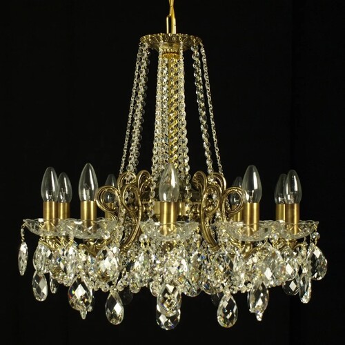 Casa Padrino Luxus Barock Kristall Kronleuchter Gold  60 x H. 55 cm - Prunkvolle Messing Kronleuchter mit b�hmischem Kristallglas - Barock M�bel - Edel & Prunkvoll